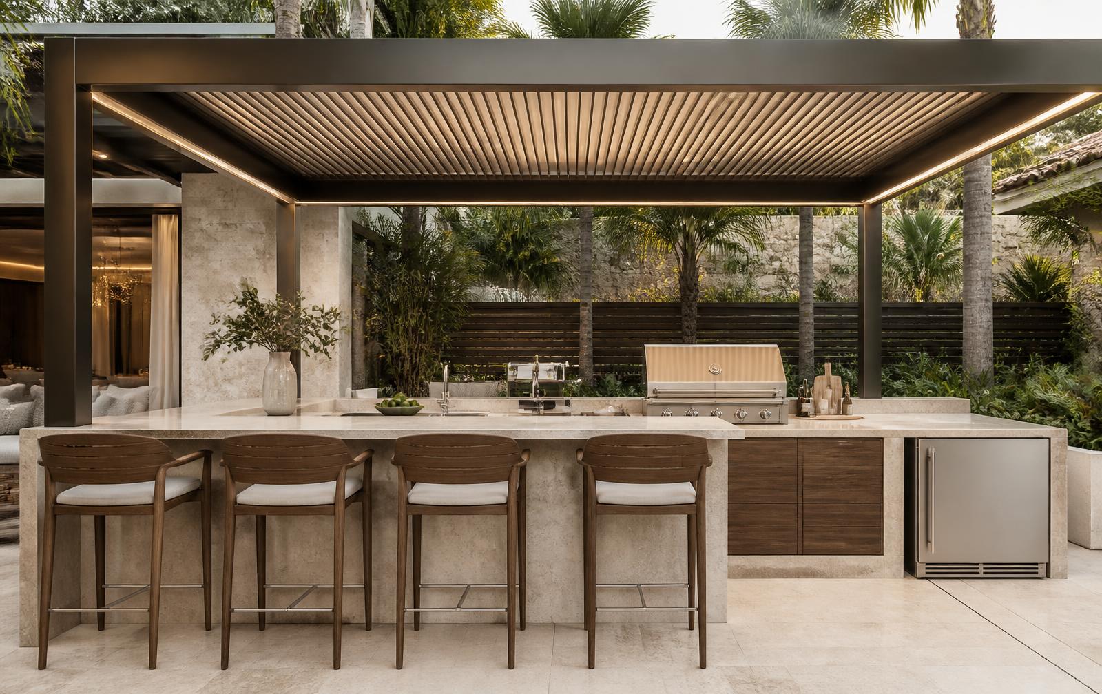 Built-in luxury BBQ and outdoor kitchen pavilion at Villa A68